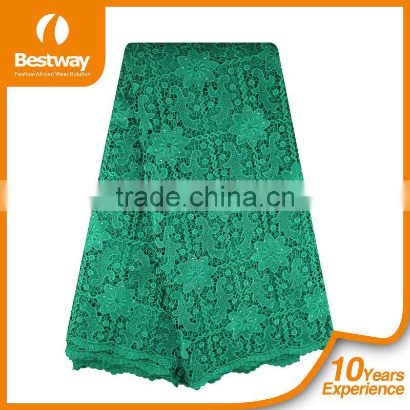 Factory Price Custom Design Guipure Embroidery Mint Green Lace Fabric
