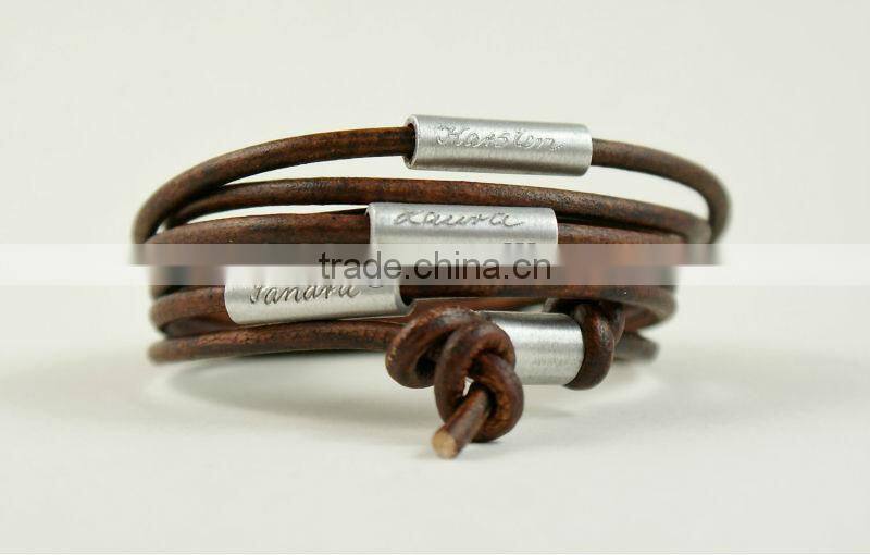 Personalized engraved leather bracelet, wrapped leather bracelet, name/logo stamped multi strand bracelet,buddha charm bracelet