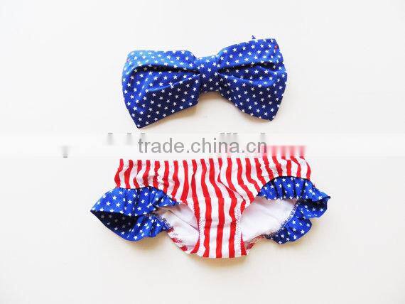 Baby girl red swimsuit polka dot beachwear match headband wholesale