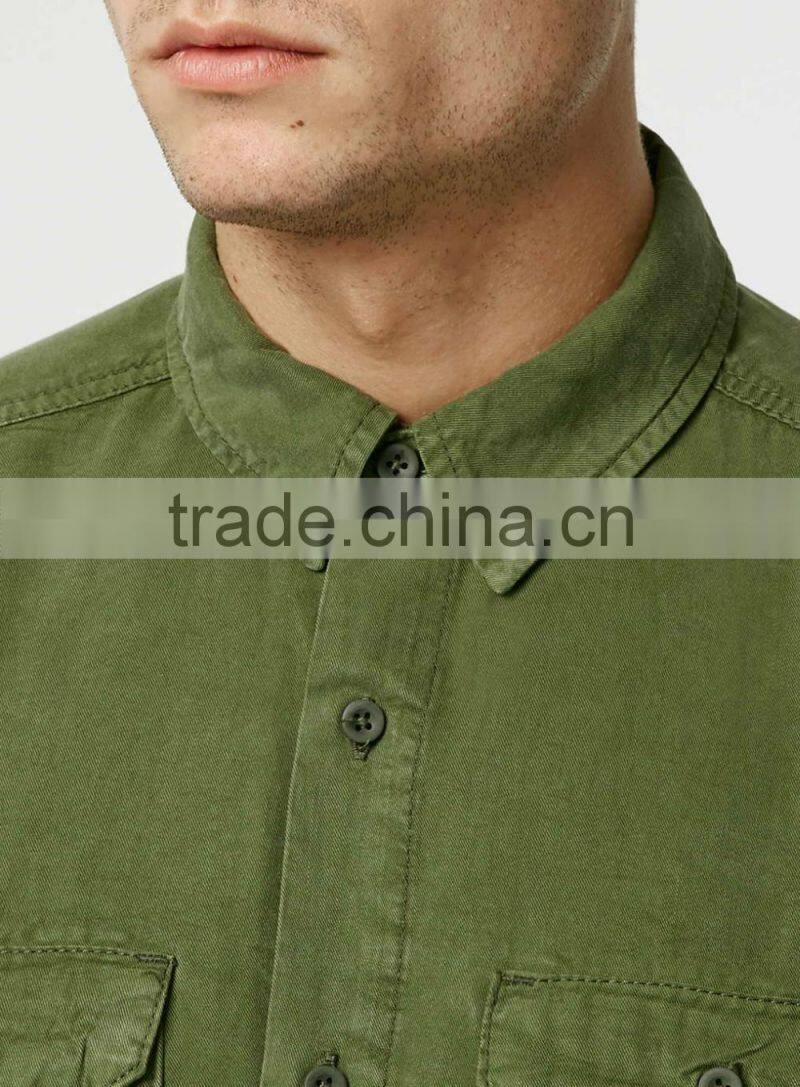 man green pocket shirt long sleeve flannel shirt
