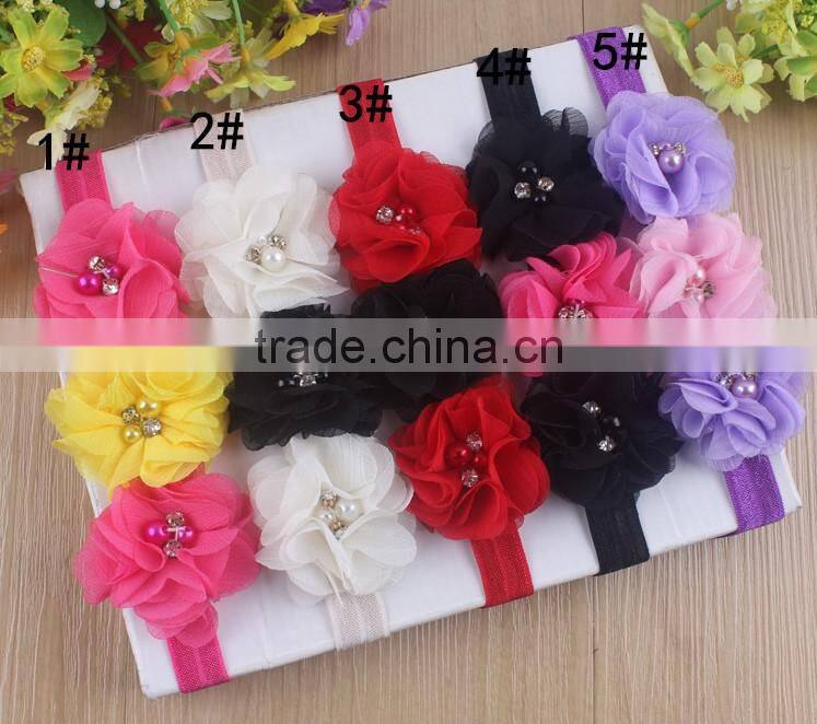 Hot Fashion Baby Girls Headband Chiffon Flower Headband Baby Girls Elastic Band With Flowers Headband Girls Hair Accessries