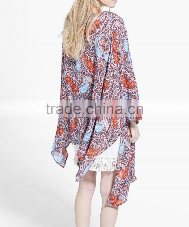Fashion Style Printed Caftan Kimono Cardigan with long sleeve for women 2015 embroidered kaftan
