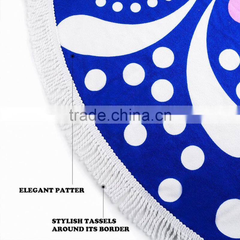 Microfiber Large Round Beach Blanket with Fringes round beach mat