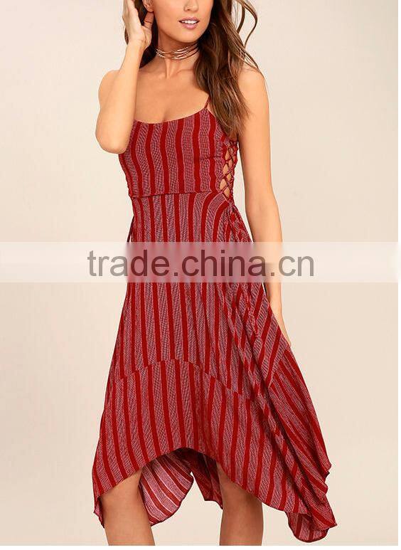 2017 new design women summer dress sexy sleeveless slit midi dress