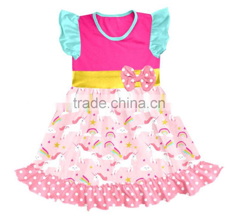 high quality kids flower print frocks designs fashion girl long sleeve dress in fall