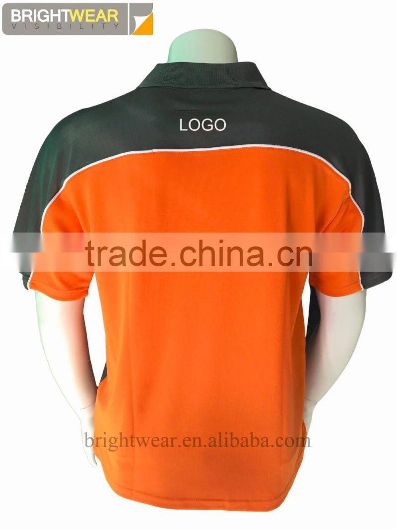 Contrast 100% polyester knit fabric embroidery safety custom short sleeve protective polo shirt