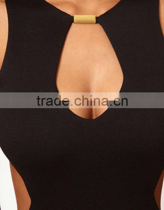 Exclusive Body-Conscious Dress With Cut Out Sides And Bar Detail