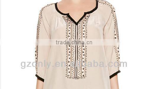 half sleeve embroidered woman turkish blouse