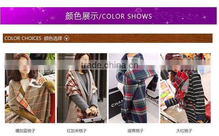 Classic fashion jacquard checked plaid acrylic long double side scarf stock
