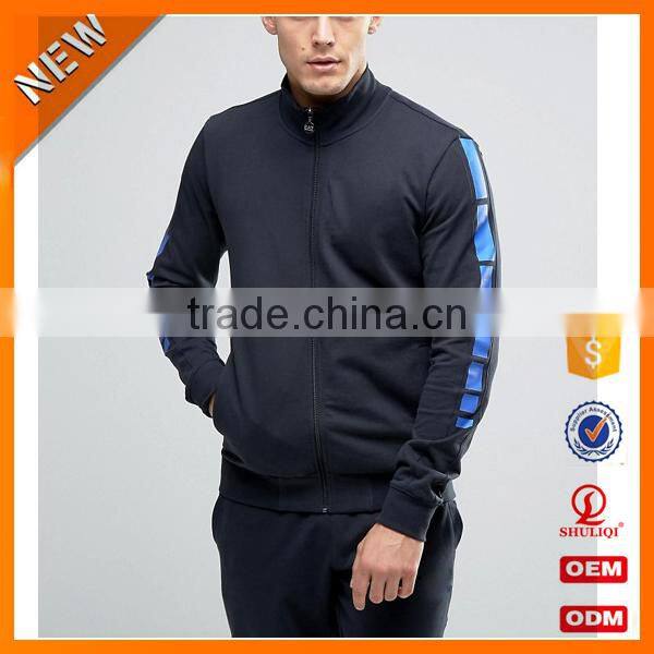 High quality owm design 100% Cotton navy tracksuit / breathable plain men popular tracksuit sportswear H-1903
