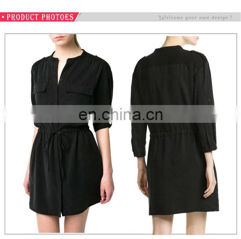 2017 China manufacturer Customized plus size long sleeve Blank Cotton Shirt Dress