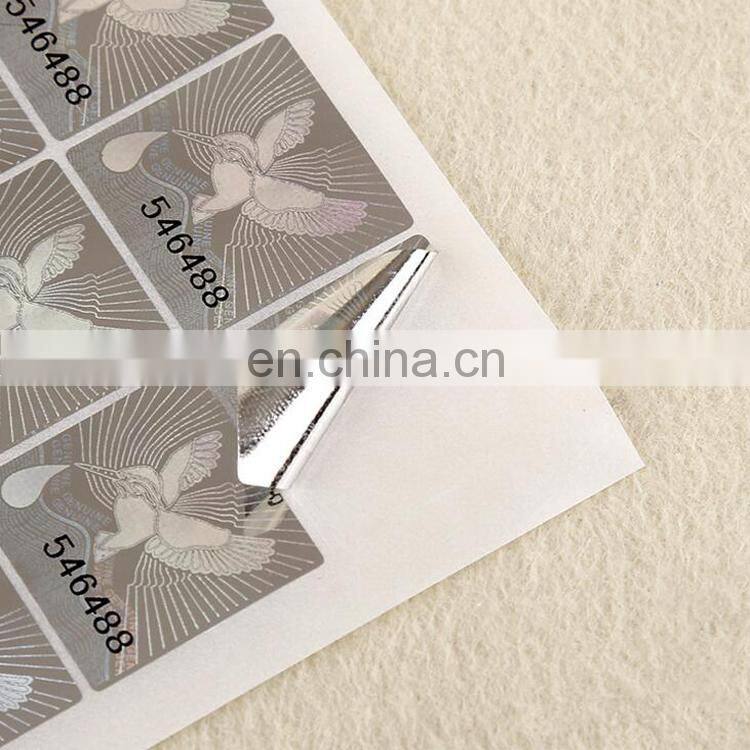 manufature custom waterproof laser anti-fake self adhesive sticker for convenient number paper label