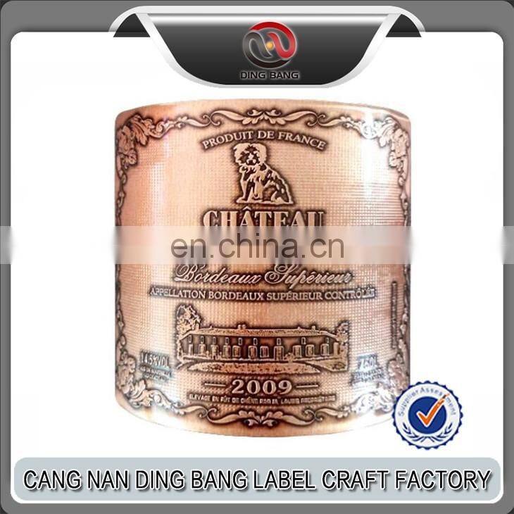 Custom Print Low Price Designer Label Wine Metal Label