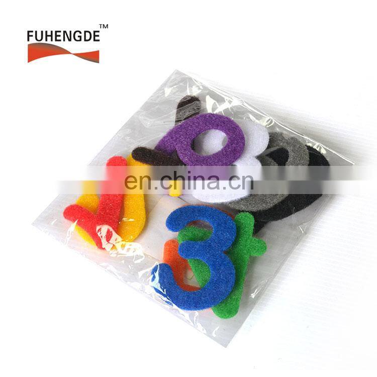 Double side hook and loop alphabet letters for T-shirt garments shoes