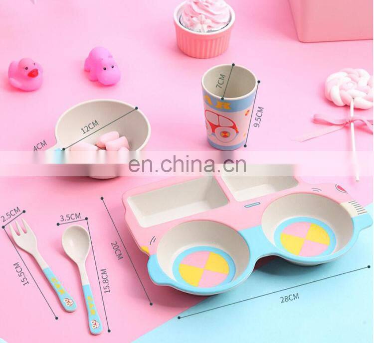 ECO Friendly BPA Free Kid Dinnerware Sets Bamboo Fibre Tableware