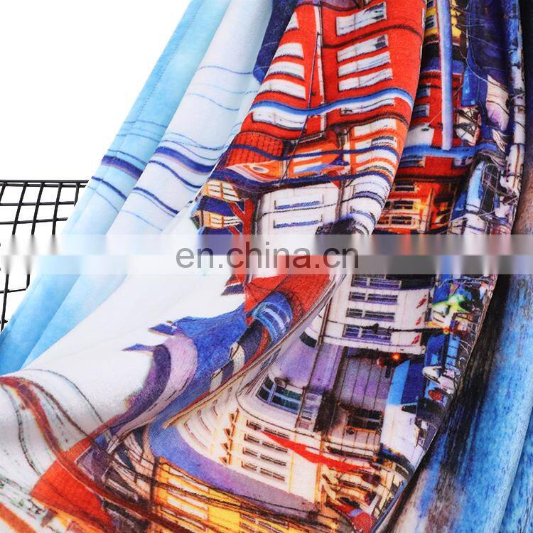 Low MOQ Custom Fluffy 3D Digital Print Sublimation Print Blanket Flannel Fleece Throw With Better Color Permeability