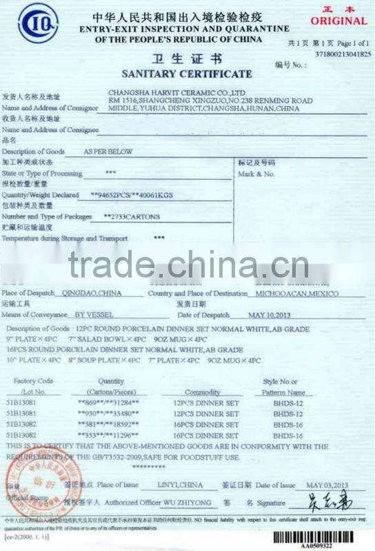 Assessed Supplier Porcelain Ceramic Dinner Set