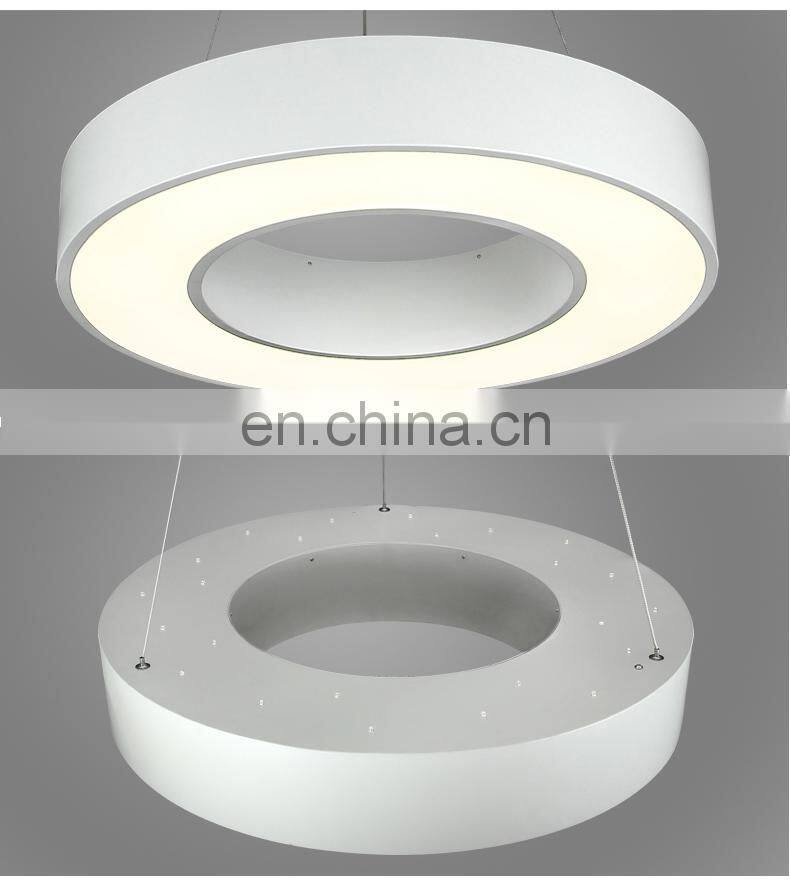 White Black Stylish Geometric Ring Shape Iron Lamp Pendant LED Suspended Light for Office Hotel Restaurant
