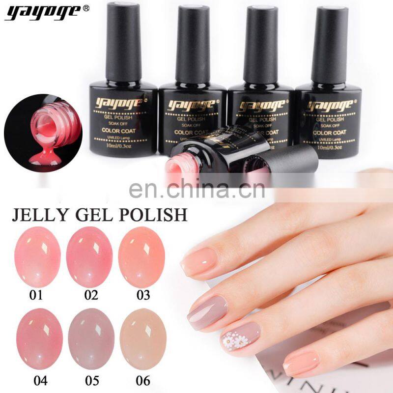 Gel colors factory 6 colors color uv gel nail polish nude series jelly gel polish 10ml private label