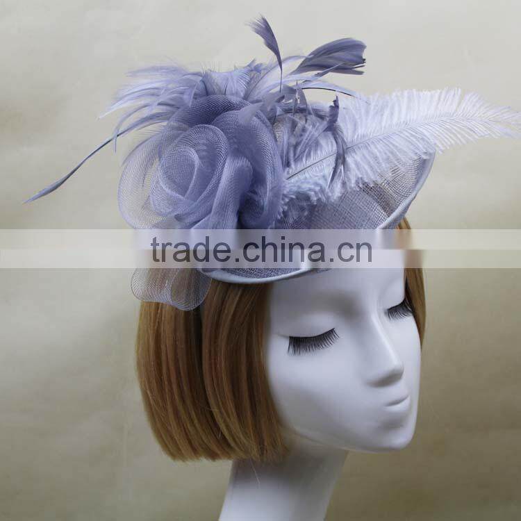 2015 Ladies Design Feather Fascinator Sinamay For Party/Races/Chuch