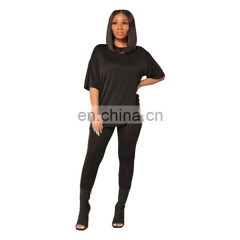 Manufacturer customized women's summer new casual comfortable loose short-sleeved t-shirt + trousers sports 2-piece set of jogge