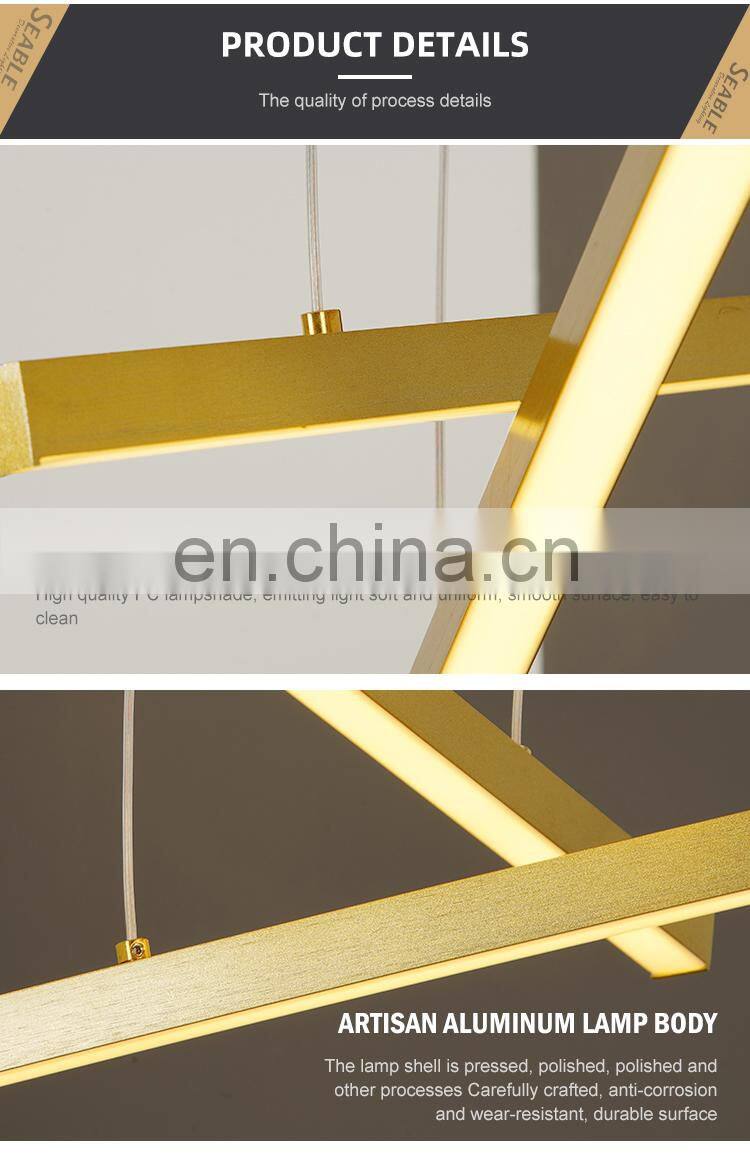 New Design Gorgeous Decoration Indoor Living Room PC Iron Aluminum Gold Modern LED Chandelier Light