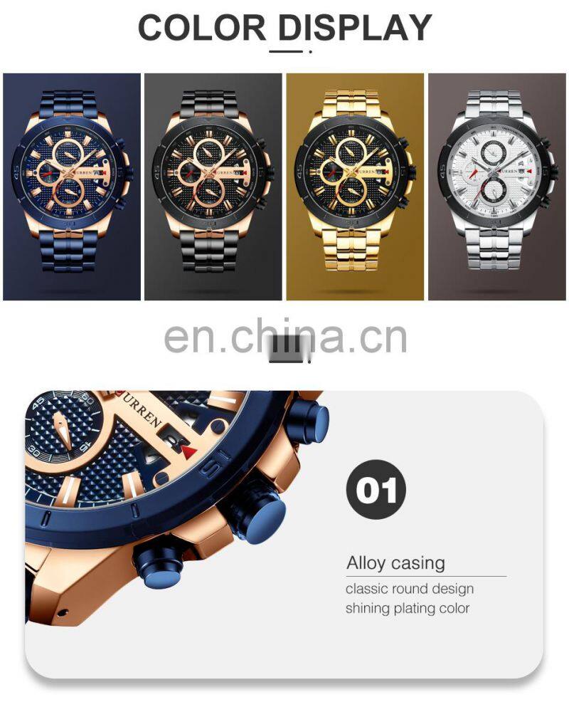 CURREN 8337 Men Luxury Business Japan Quartz Watches Stainless Steel Casual Auto Date Calendar Wristwatch