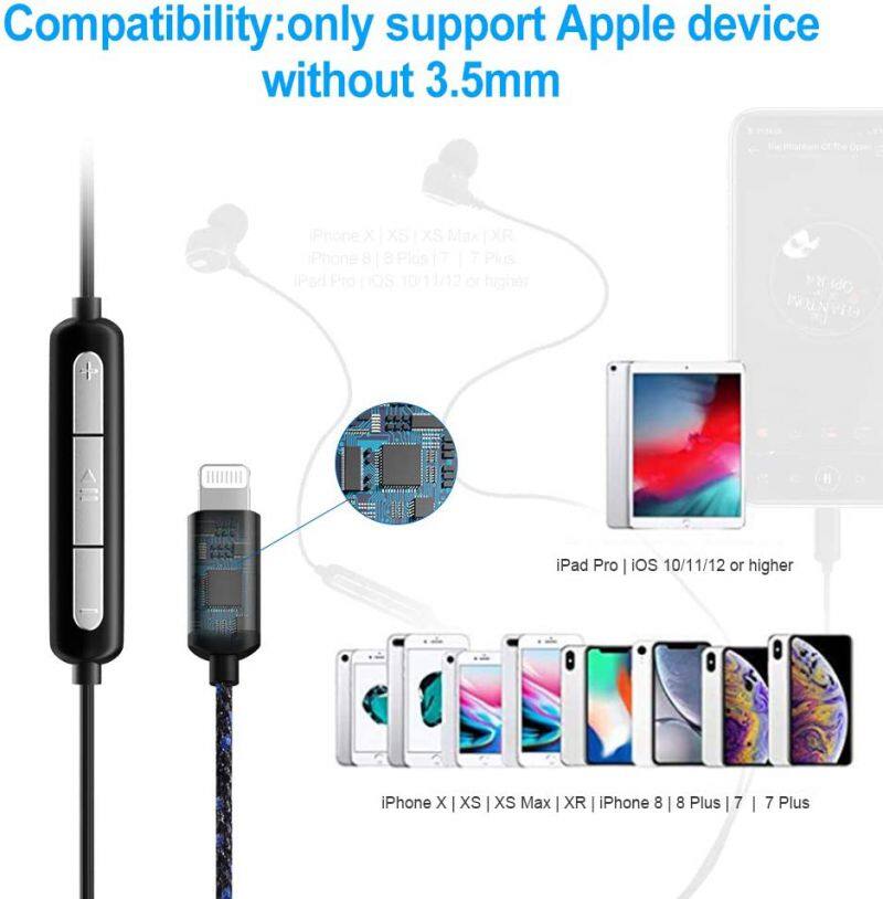Lighting factory headphones price earphones earbuds for iphone7 MFi certified gaming headset