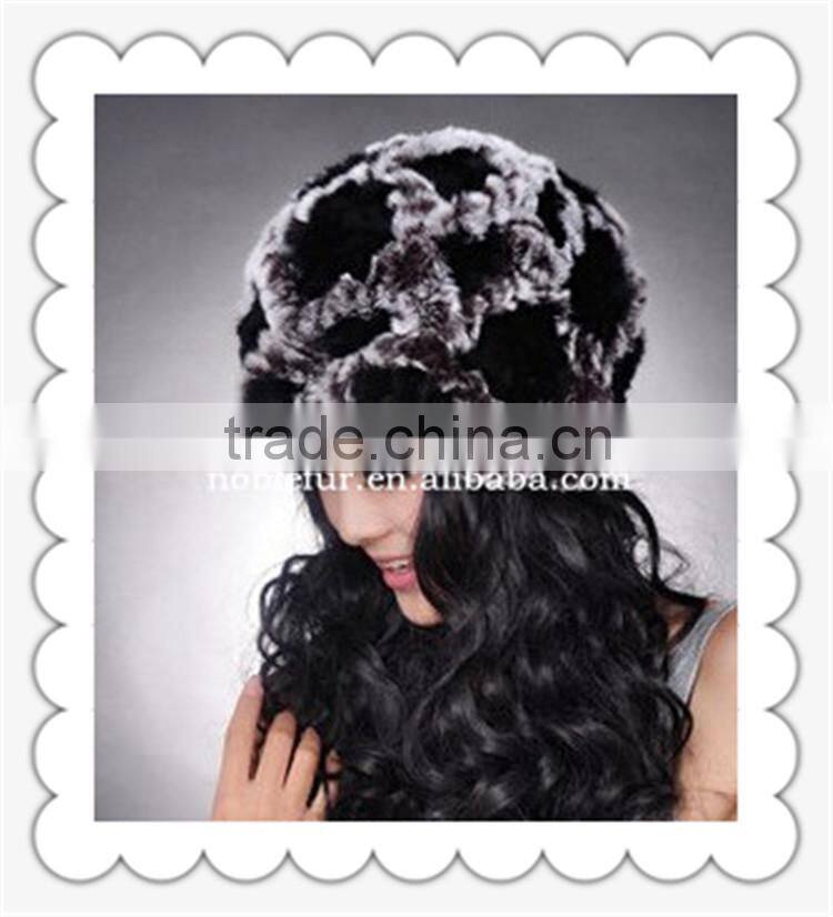 2015 New russian style knitted floral rabbit fur hat