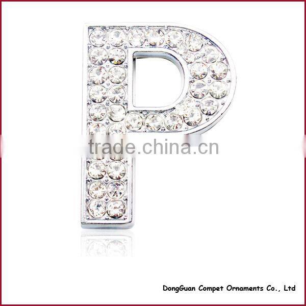 Diy pet Collar Accessories Alloy Alphabets 30mm Full Rhinestone Slide Letters