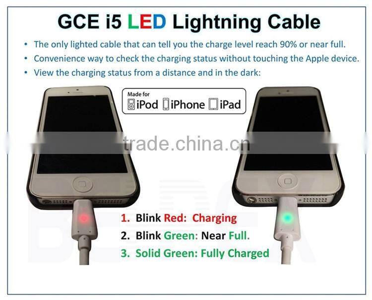 Colorful Durable Flat Micro Charging USB Data Cable Led Light