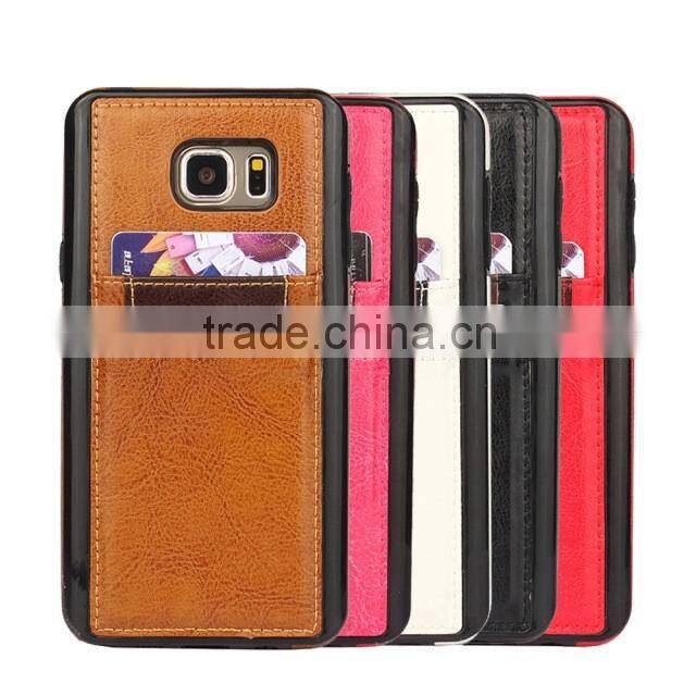 Crazy Horse pattern with card slots leather phone case and TPU 2 in 1 for Samsung note 5