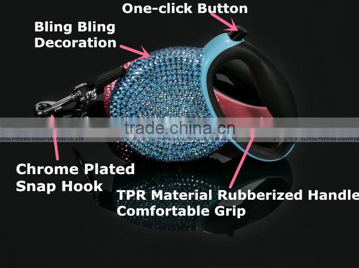 3m Tape for Dog up to 15kgs Bling Bling Beautiful Retractable Dog Leash