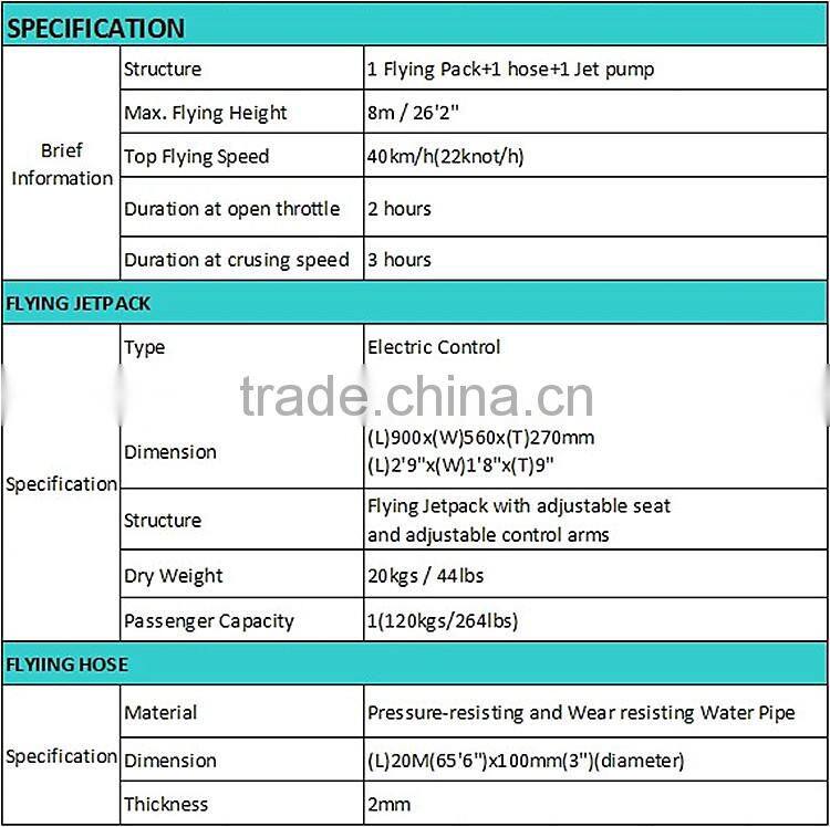 2015 china water power ski jet board jet pack price