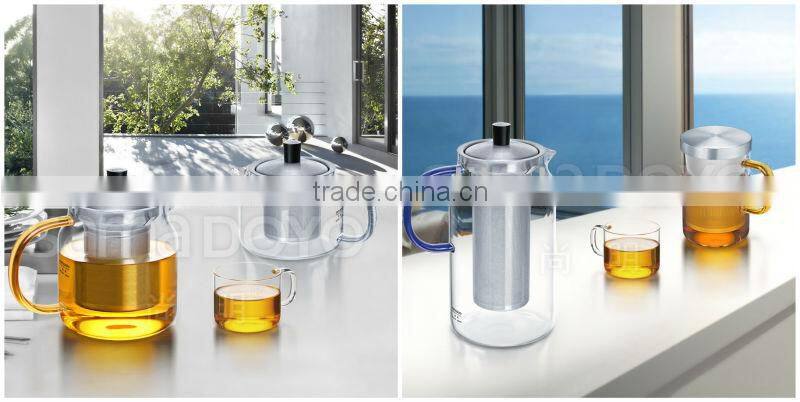 500ml Heat-resistant Glass Teacup with Stainless Steel Infuser with Golden Handle