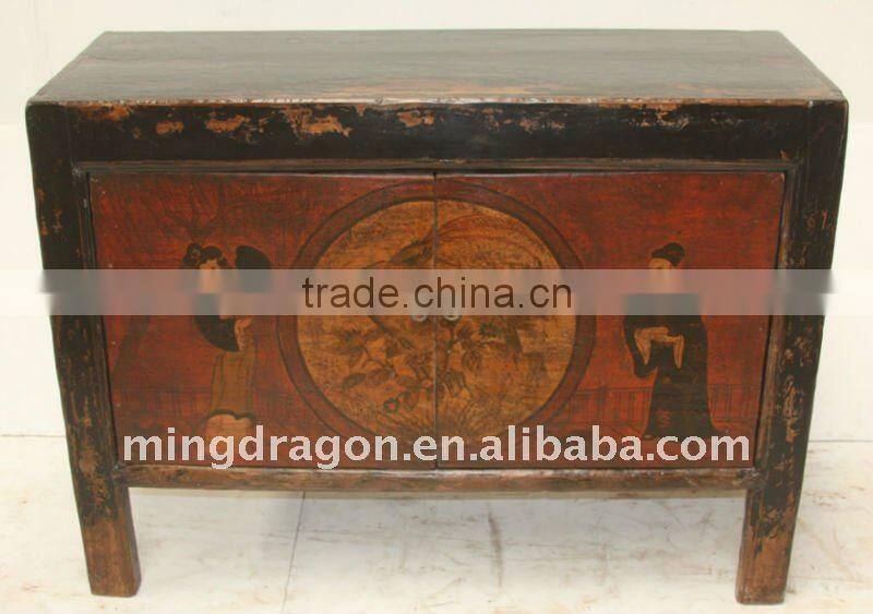 Chinese Mongolia Antique Furniture Painting Cabinet