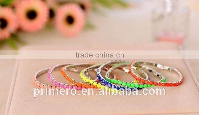 Sparkling Single-row Full Rhinestone Fluorescent Bracelet bangle Fashion Jewelry