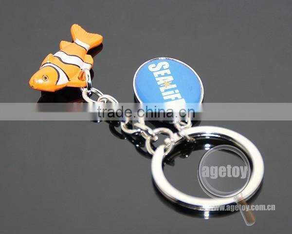 3D Mini Clownfish Shaped Customized Printing Logo Color Painting Metal Fish Keychain