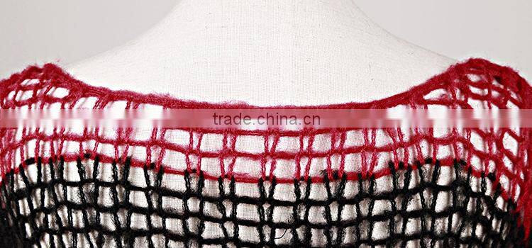 PM-004 Branded Red and Black Fashion Punk Rave Broken Pullover Striped Sweater