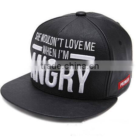 PU Embroidery Snapback Cap Hip-hop Hat Adjustable