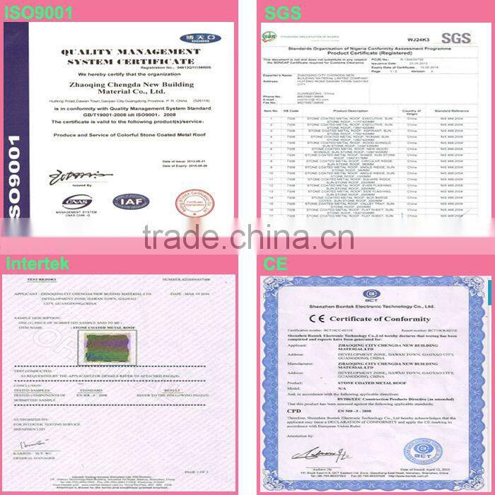 soft deco purple color stone chip coated metal resin roof tile