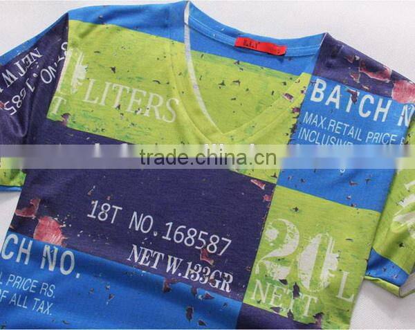 Cheap stylish men v neck short sleeve tee shirt