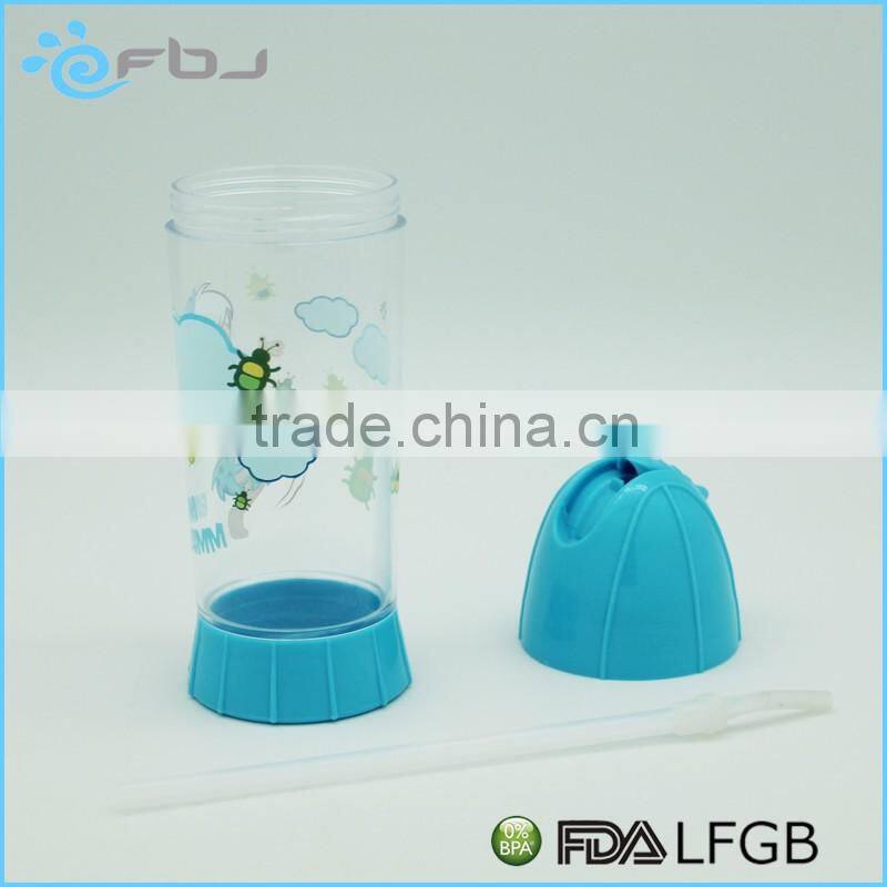 ~ Wholesale 250ML PC Plastic Type and Plastic Material Kids Water Bottle With Straw