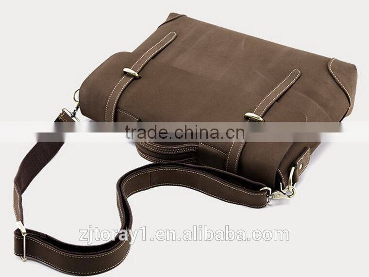 Genuine Vintage Leather Mens Laptop Security Briefcase Tote Bag