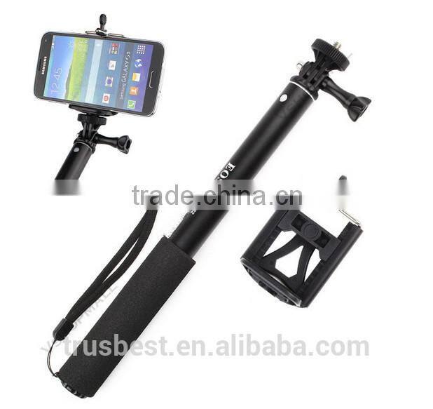 wirless Self-lock Extendable Monopod + Tripod Mount Adapter + Phone Clip Holder for GoPro Camera for iPhone Samsung Phone