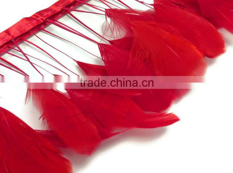 Stripped brown Coque Tails Fringe rooster feather trim