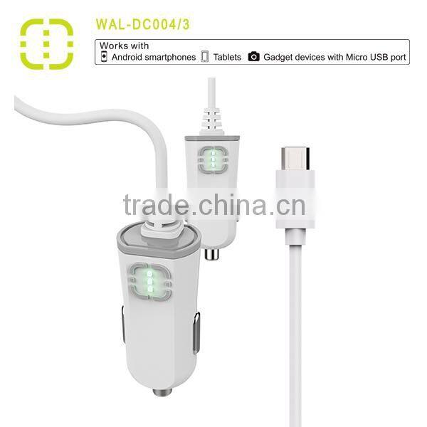 Walnut brand single car charger with attached cable