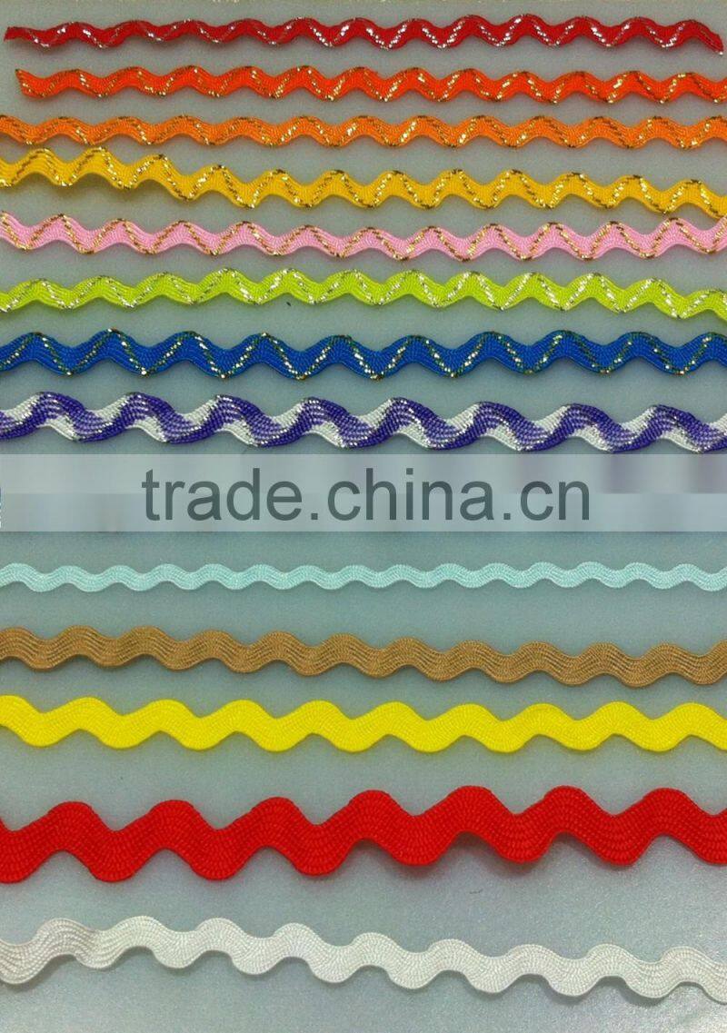 Factory supply orange quality ric rac ribbon wave edged ribbon for Garment
