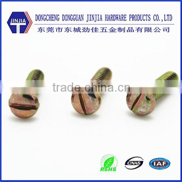 ASME 1/8-40*12 metric machine yellow zinc slotted round head screws