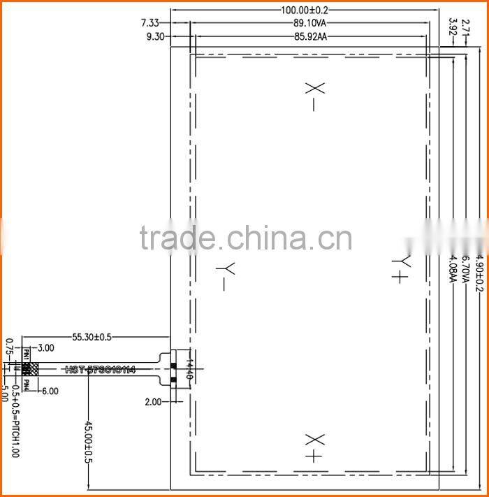 7inch 800*480 RGB interface 1000nits outdoor screen touch module with RTP